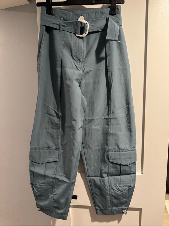 Zara Pants - ZARA High-Waist Belted Cargo Pants - Dusty Blue NWT